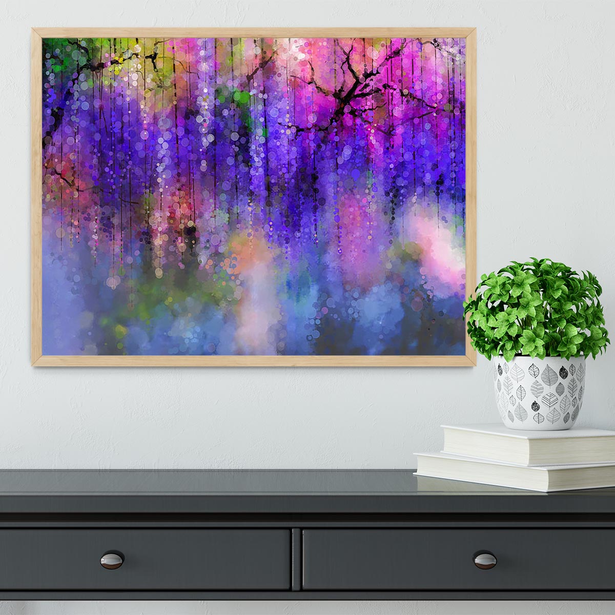 Abstract violet red and yellow color flowers Framed Print - Canvas Art Rocks - 4