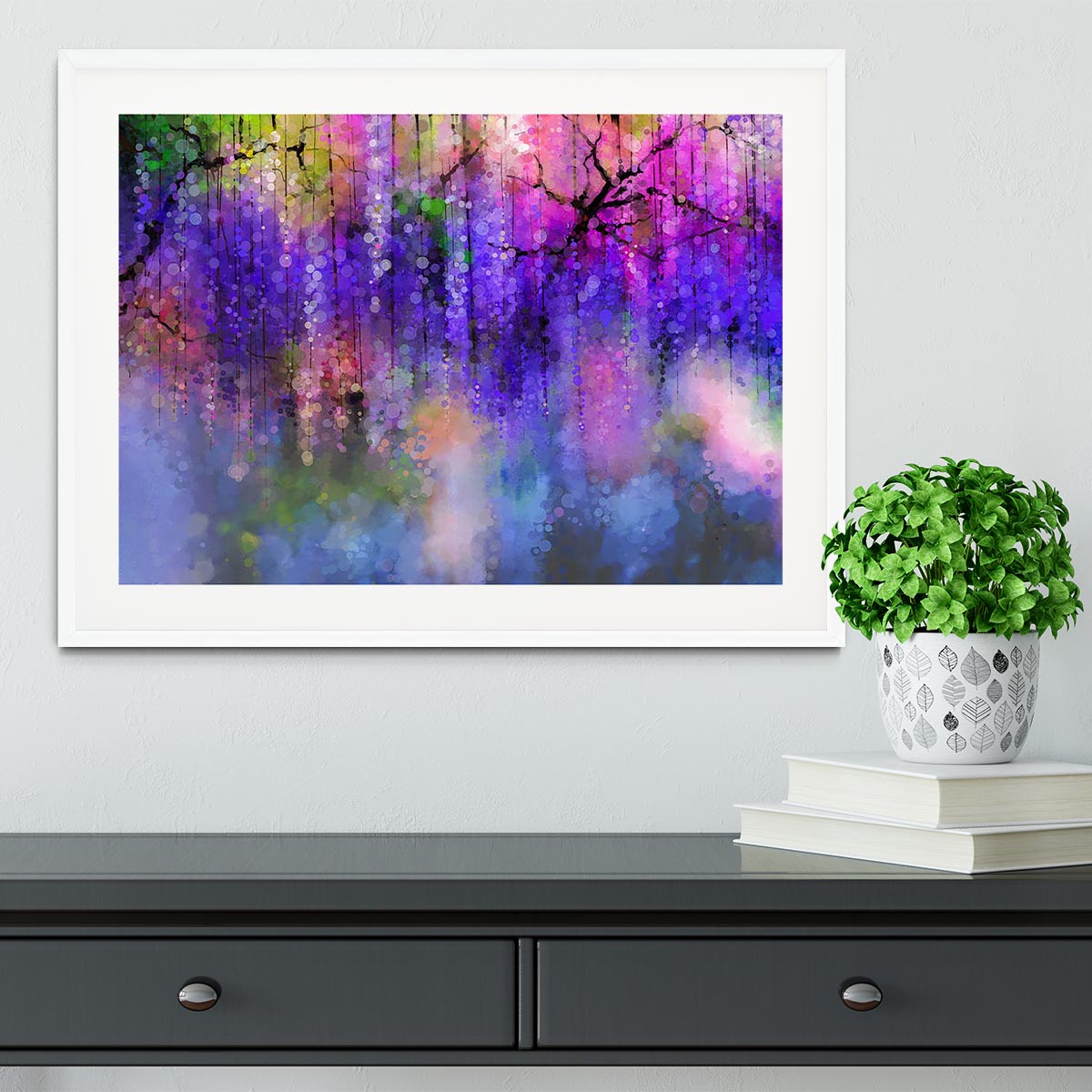 Abstract violet red and yellow color flowers Framed Print - Canvas Art Rocks - 5