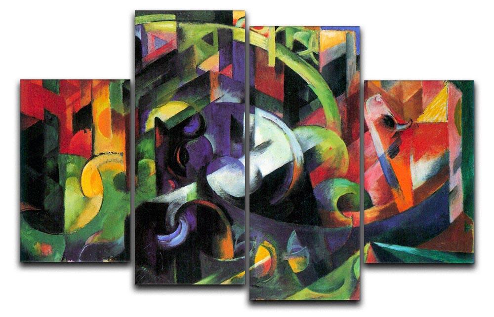 Abstract with cattle by Franz Marc 4 Split Panel Canvas  - Canvas Art Rocks - 1