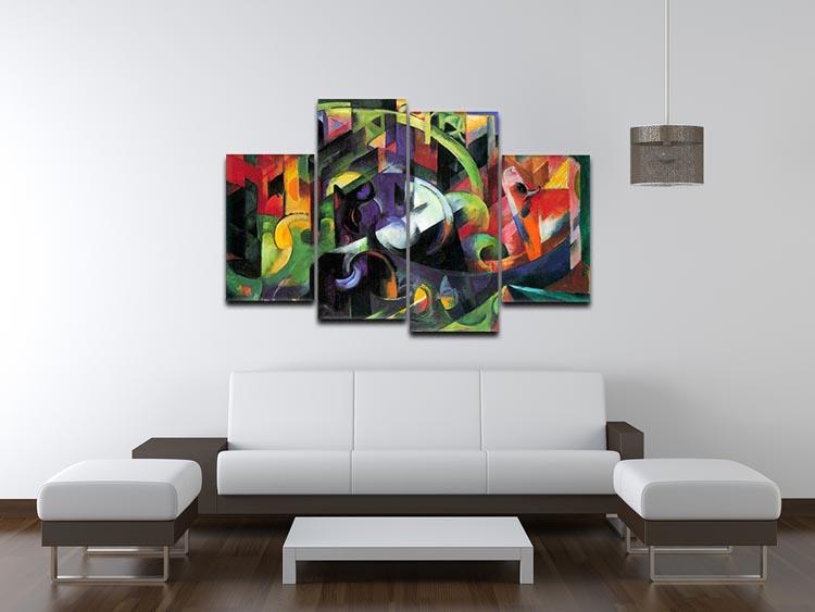 Abstract with cattle by Franz Marc 4 Split Panel Canvas - Canvas Art Rocks - 3