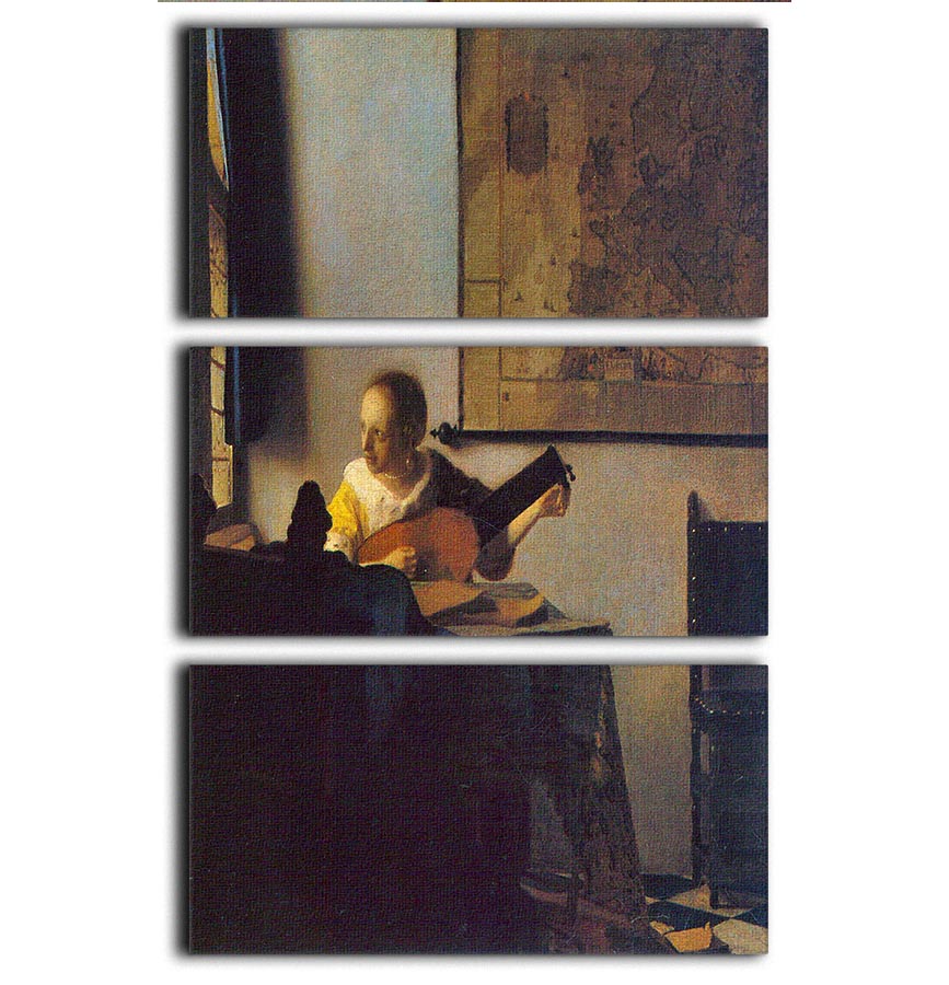 According to the player by Vermeer 3 Split Panel Canvas Print - Canvas Art Rocks - 1