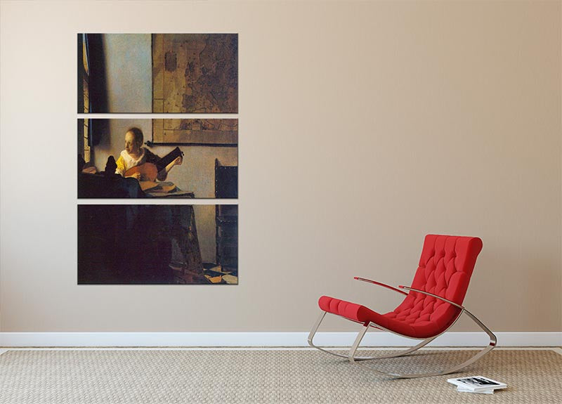 According to the player by Vermeer 3 Split Panel Canvas Print - Canvas Art Rocks - 2