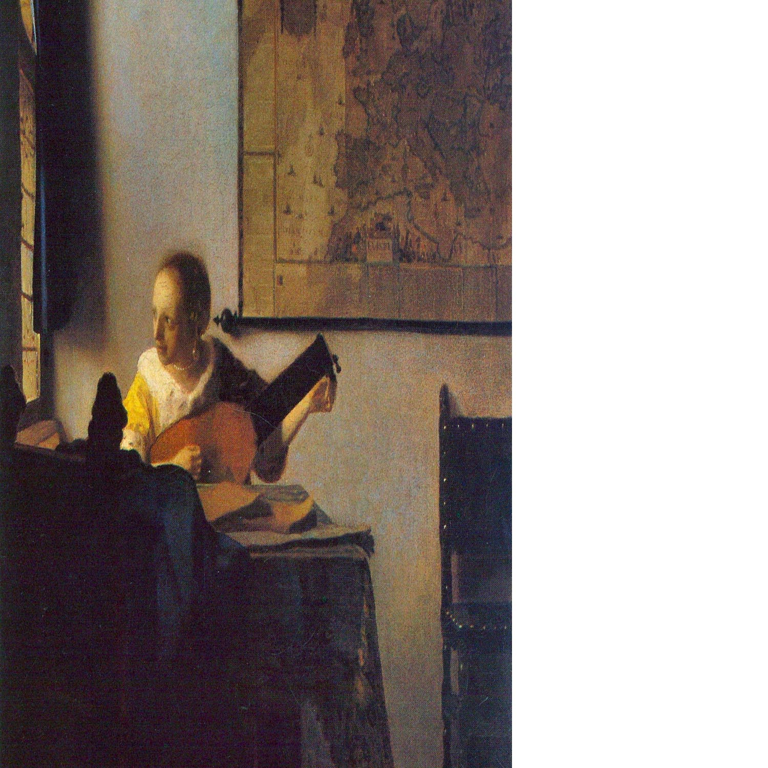 According to the player by Vermeer Floating Framed Canvas