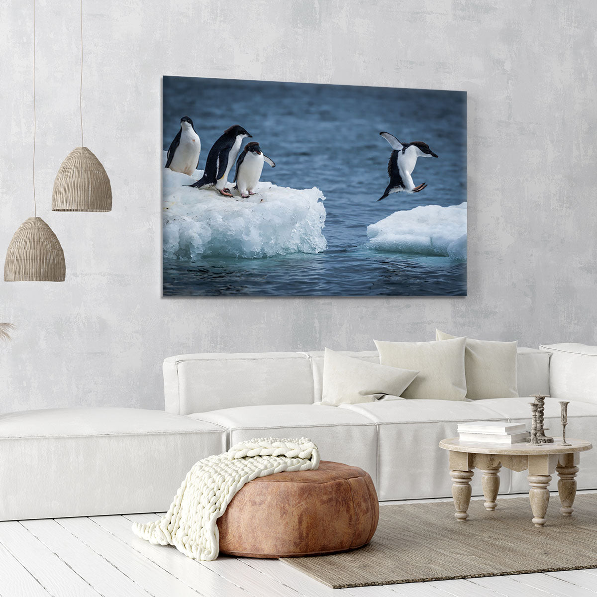 Adelie penguin jumping between two ice floes Canvas Print or Poster - Canvas Art Rocks - 6