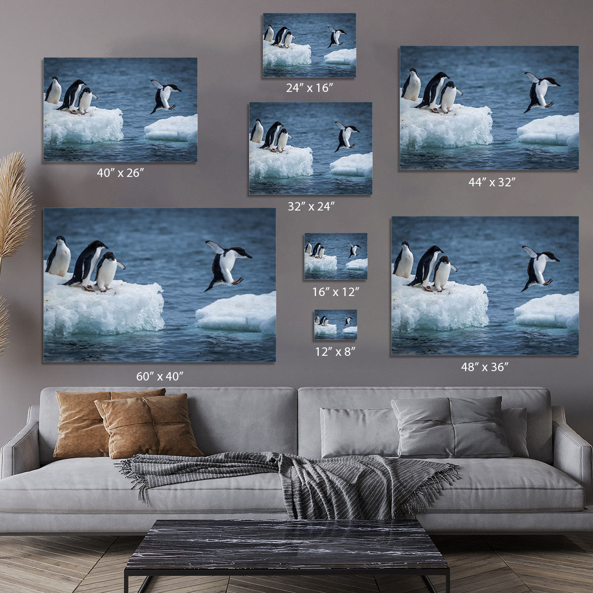 Adelie penguin jumping between two ice floes Canvas Print or Poster - Canvas Art Rocks - 7