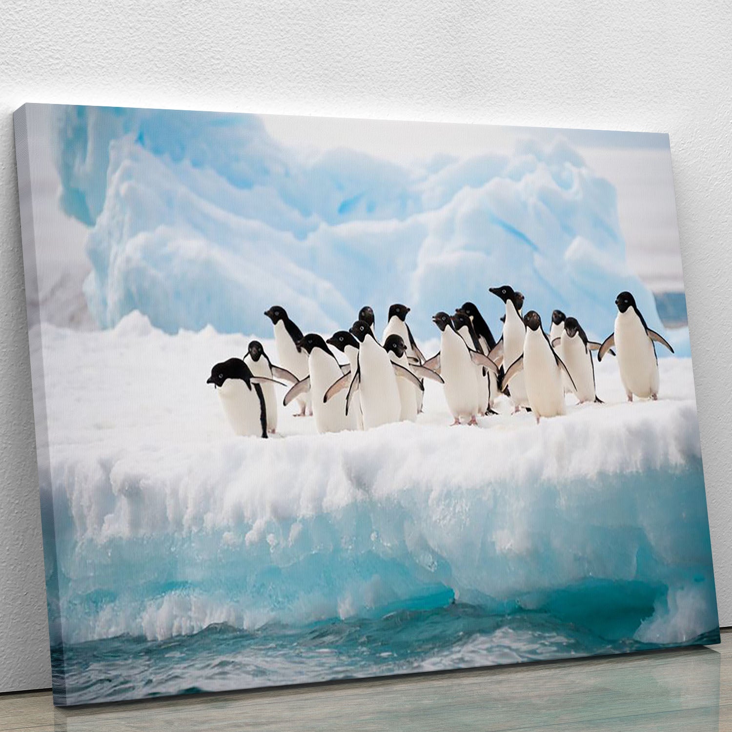Adelie penguins colony on the iceberg Canvas Print or Poster - Canvas Art Rocks - 1