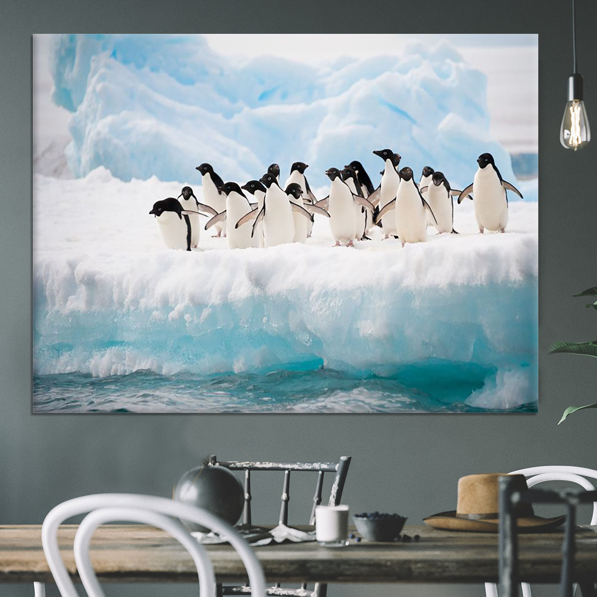 Adelie penguins colony on the iceberg Canvas Print or Poster - Canvas Art Rocks - 3