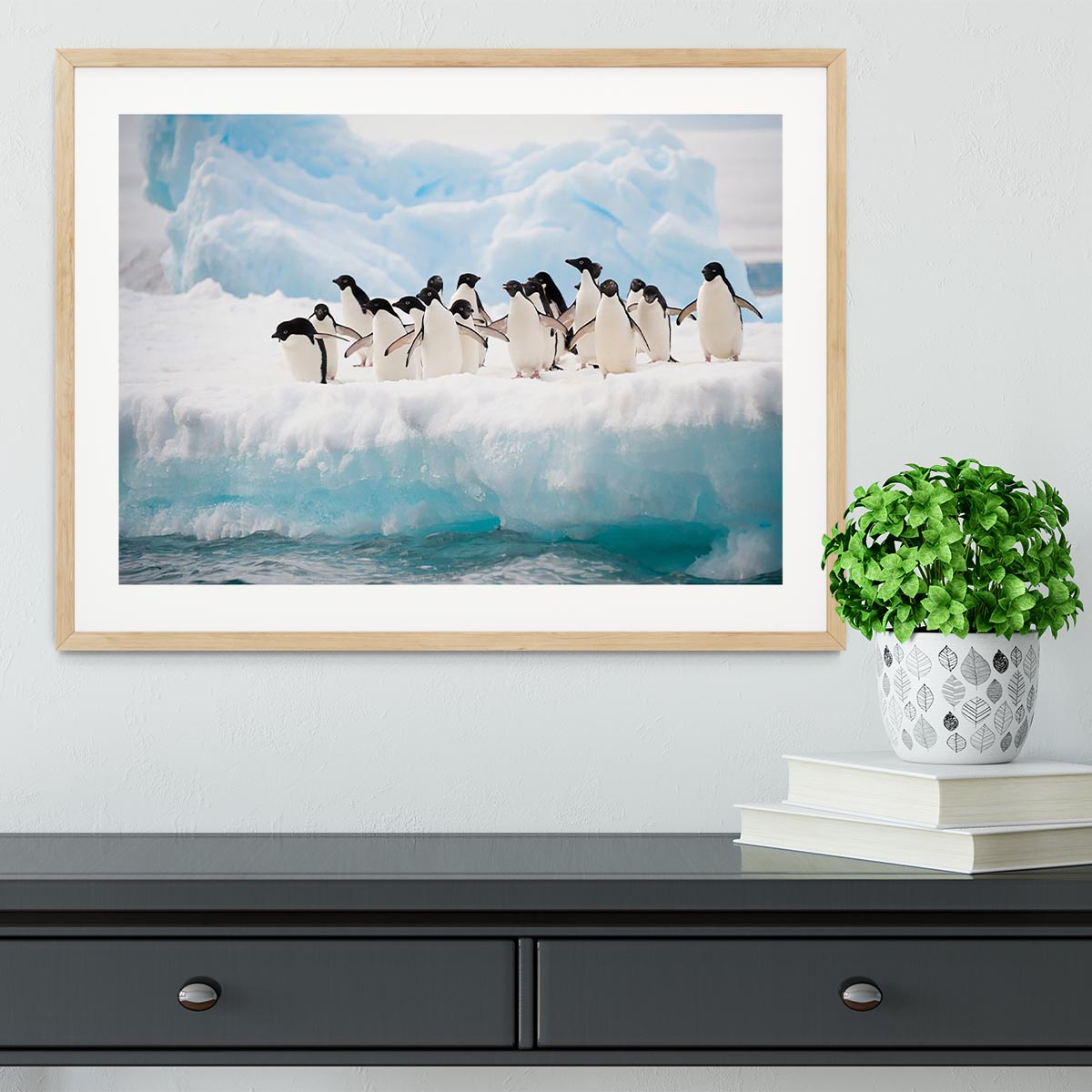 Adelie penguins colony on the iceberg Framed Print - Canvas Art Rocks - 3