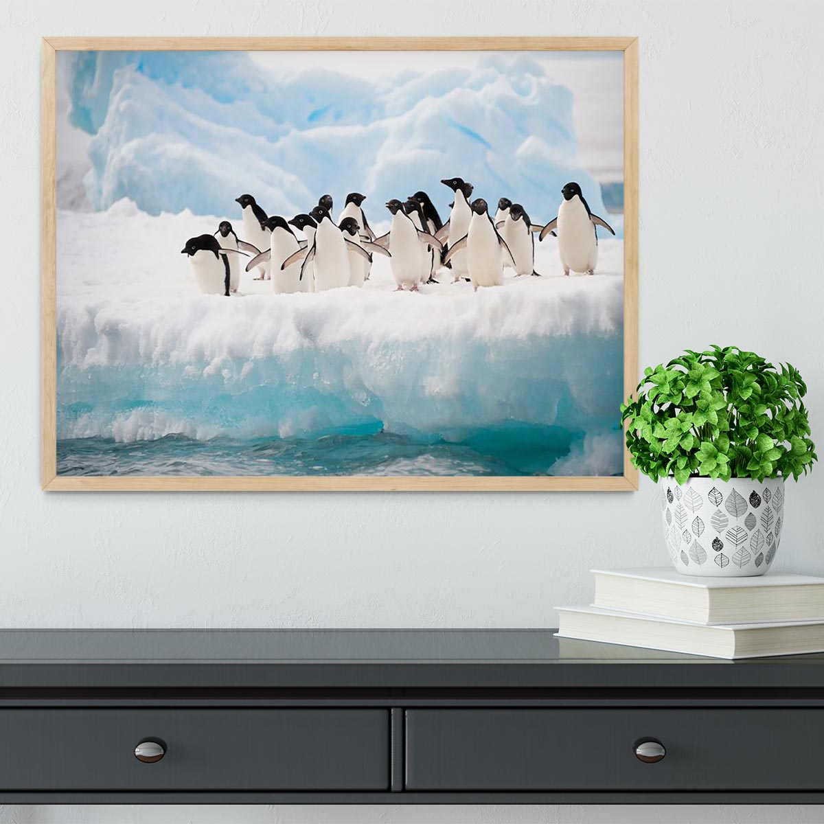 Adelie penguins colony on the iceberg Framed Print - Canvas Art Rocks - 4