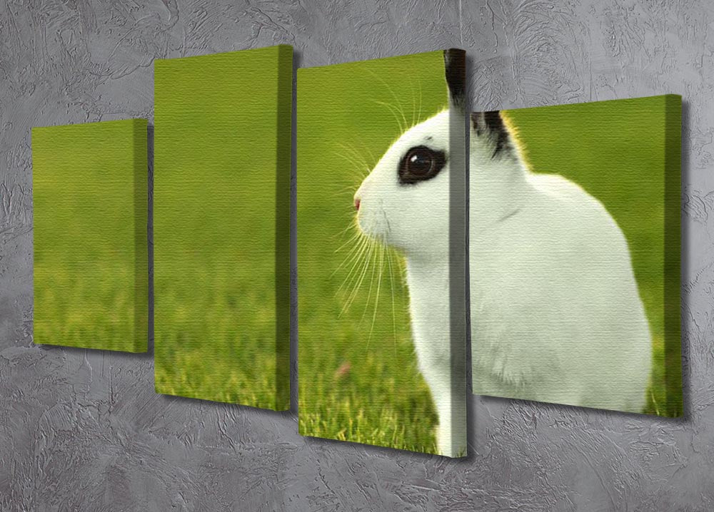 Adorable White Bunny Rabbit 4 Split Panel Canvas - Canvas Art Rocks - 2
