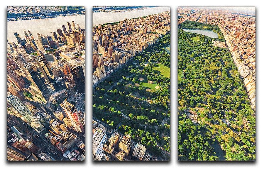 Aerial view looking north up Central Park 3 Split Panel Canvas Print - Canvas Art Rocks - 1