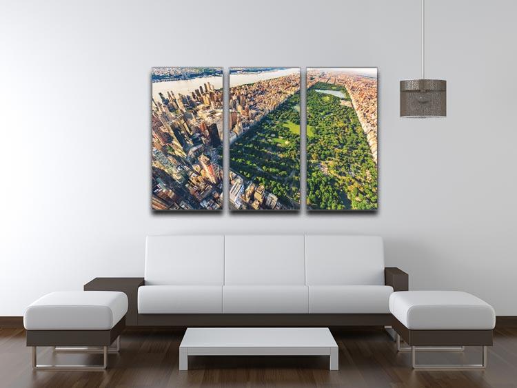 Aerial view looking north up Central Park 3 Split Panel Canvas Print - Canvas Art Rocks - 3