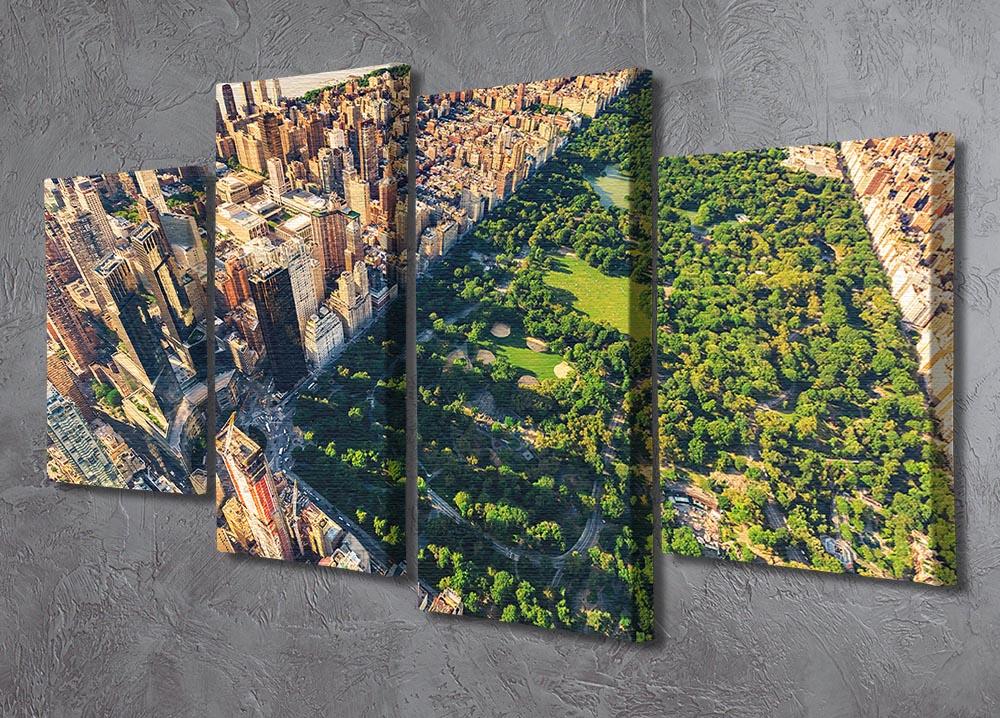 Aerial view looking north up Central Park 4 Split Panel Canvas  - Canvas Art Rocks - 2