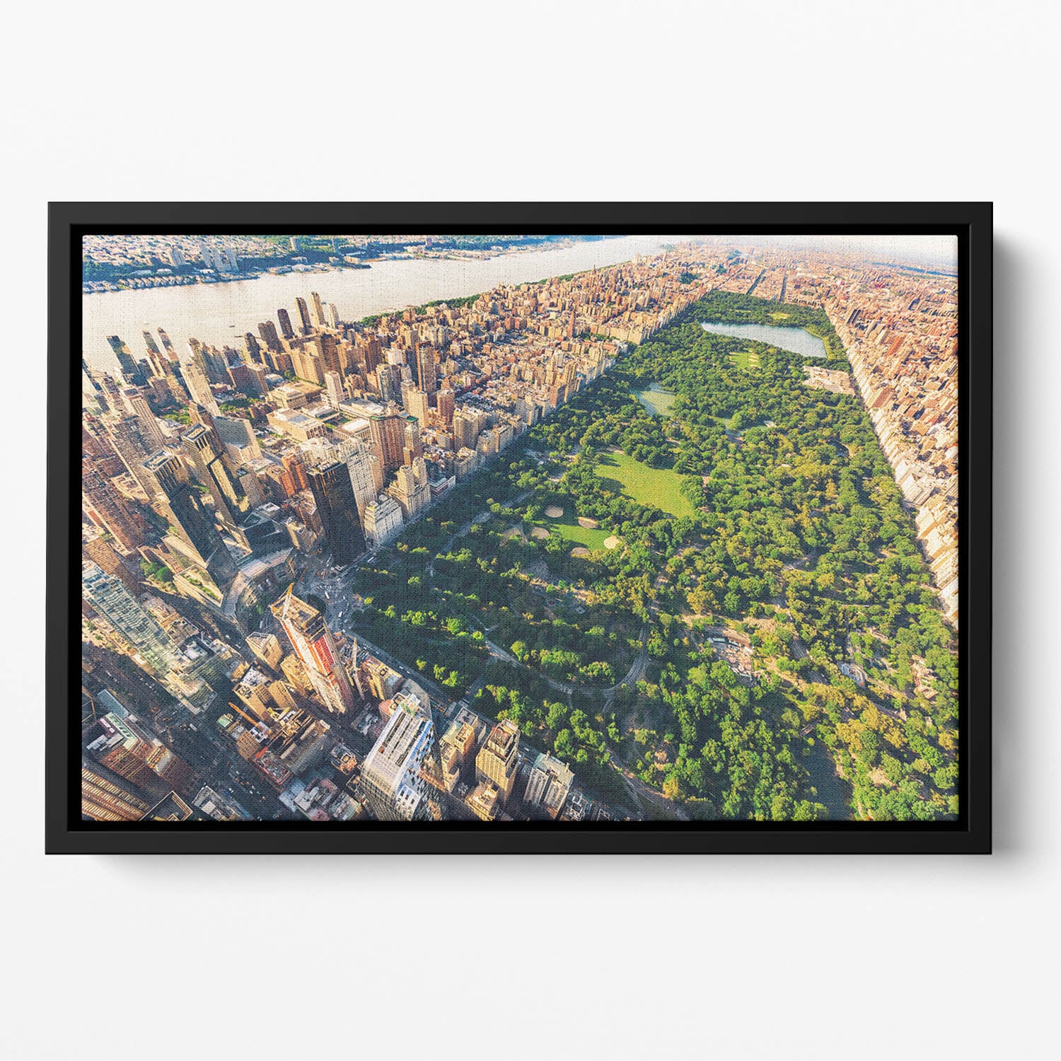 Aerial view looking north up Central Park Floating Framed Canvas