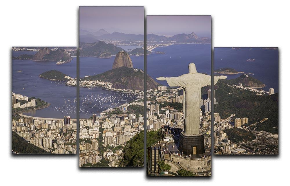 Aerial view of Christ and Botafogo Bay 4 Split Panel Canvas  - Canvas Art Rocks - 1