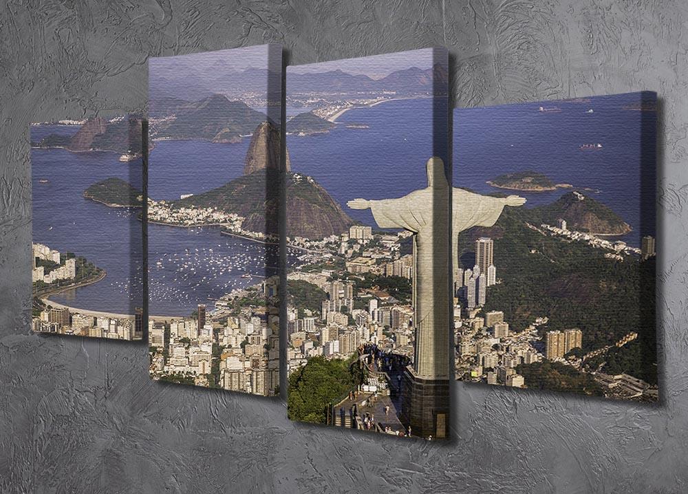 Aerial view of Christ and Botafogo Bay 4 Split Panel Canvas  - Canvas Art Rocks - 2