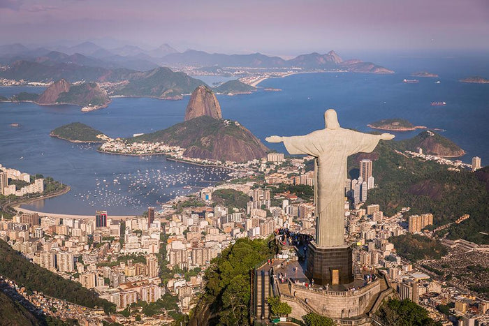 Aerial view of Christ and Botafogo Bay Wall Mural Wallpaper