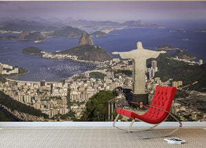 Aerial view of Christ and Botafogo Bay Wall Mural Wallpaper - Canvas Art Rocks - 2