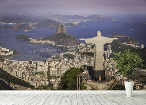 Aerial view of Christ and Botafogo Bay Wall Mural Wallpaper - Canvas Art Rocks - 4