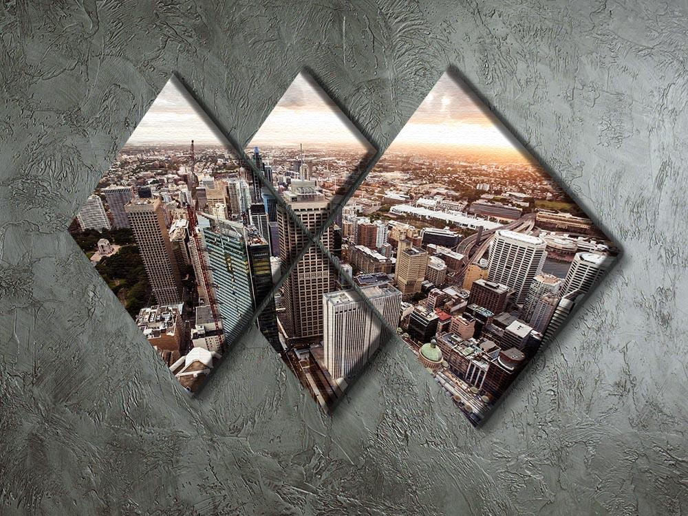 Aerial view of downtown Sydney at sunset 4 Square Multi Panel Canvas  - Canvas Art Rocks - 2