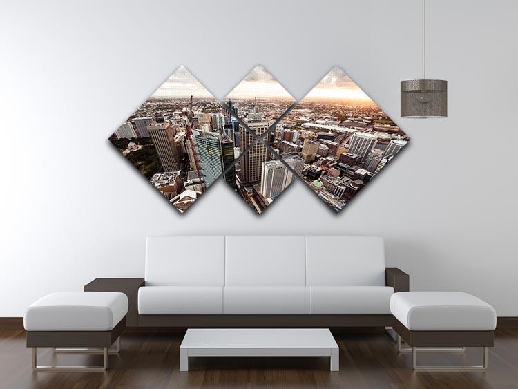 Aerial view of downtown Sydney at sunset 4 Square Multi Panel Canvas  - Canvas Art Rocks - 3