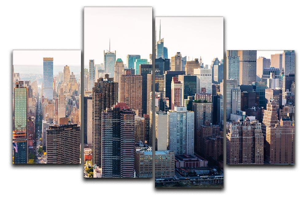 Aerial view of the New York City 4 Split Panel Canvas  - Canvas Art Rocks - 1