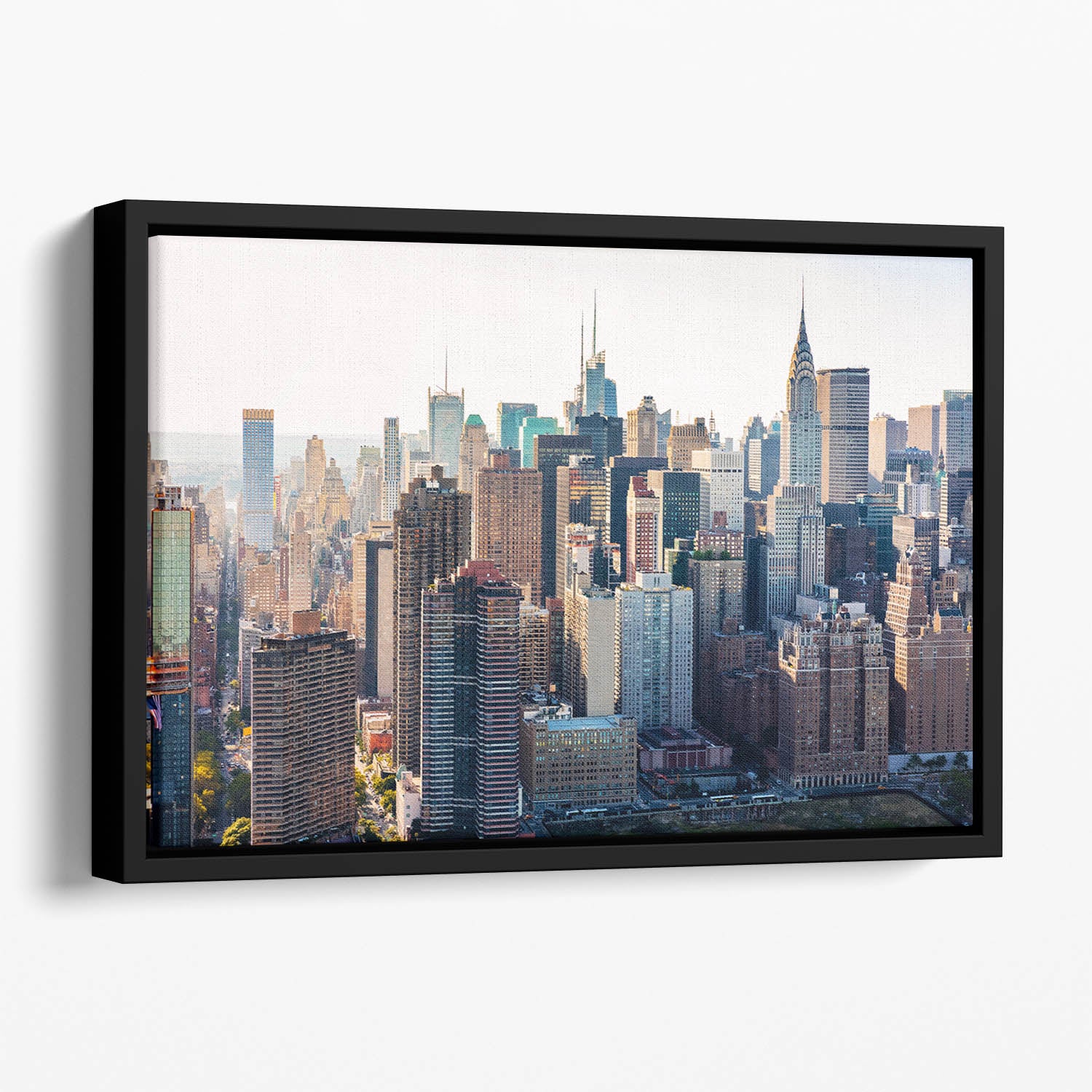 Aerial view of the New York City Floating Framed Canvas