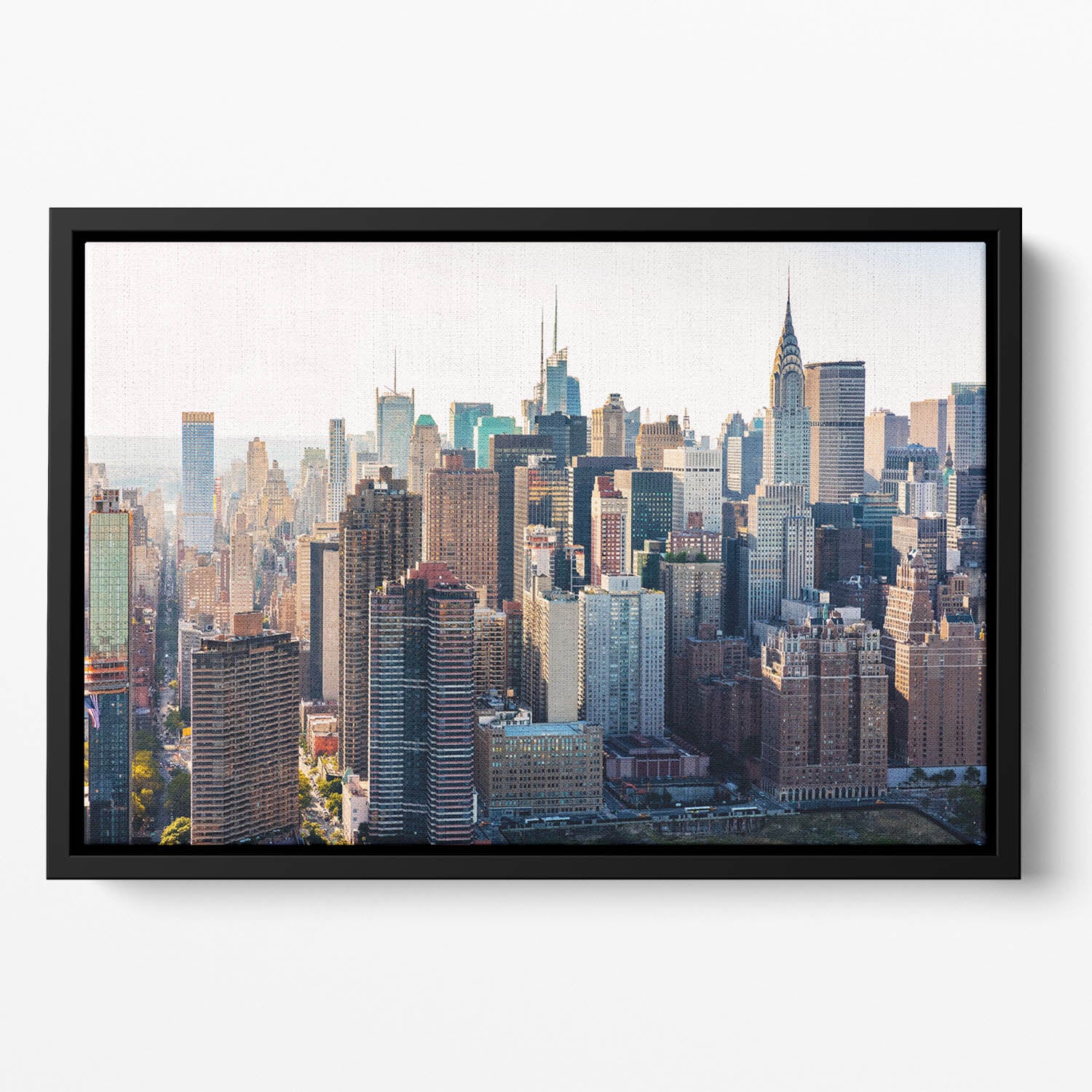 Aerial view of the New York City Floating Framed Canvas