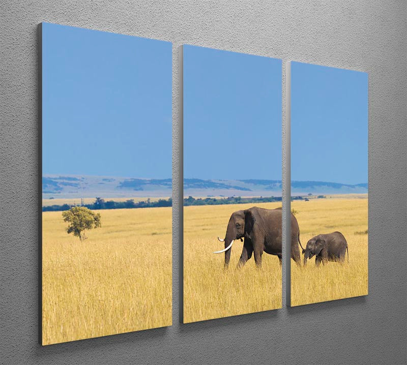 African elephant with calf 3 Split Panel Canvas Print - Canvas Art Rocks - 2