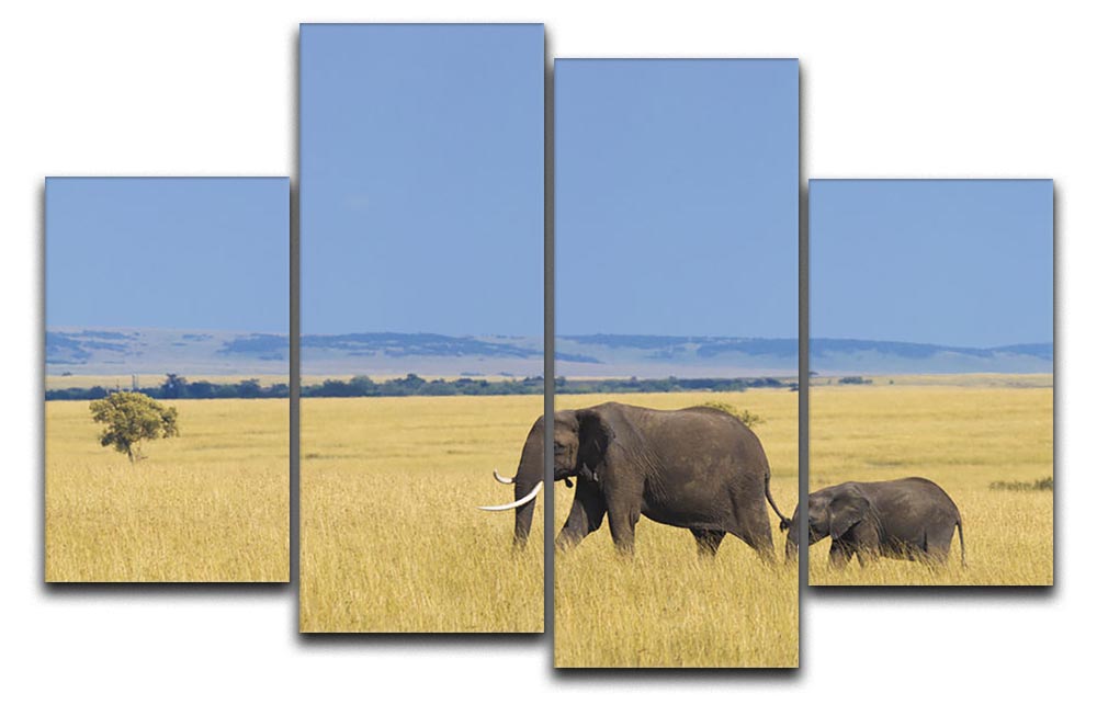 African elephant with calf 4 Split Panel Canvas - Canvas Art Rocks - 1