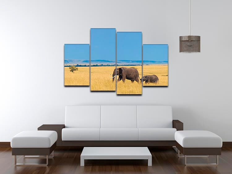 African elephant with calf 4 Split Panel Canvas - Canvas Art Rocks - 3