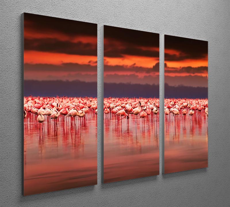 African flamingos in the lake 3 Split Panel Canvas Print - Canvas Art Rocks - 2
