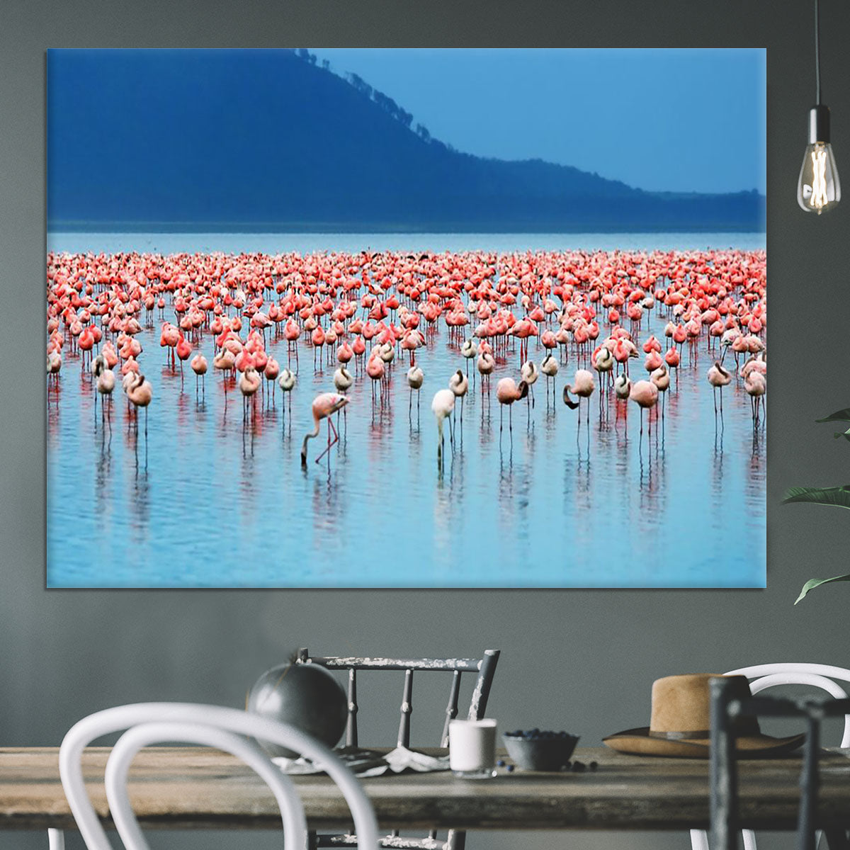 African safari flamingos in the lake Canvas Print or Poster - Canvas Art Rocks - 3