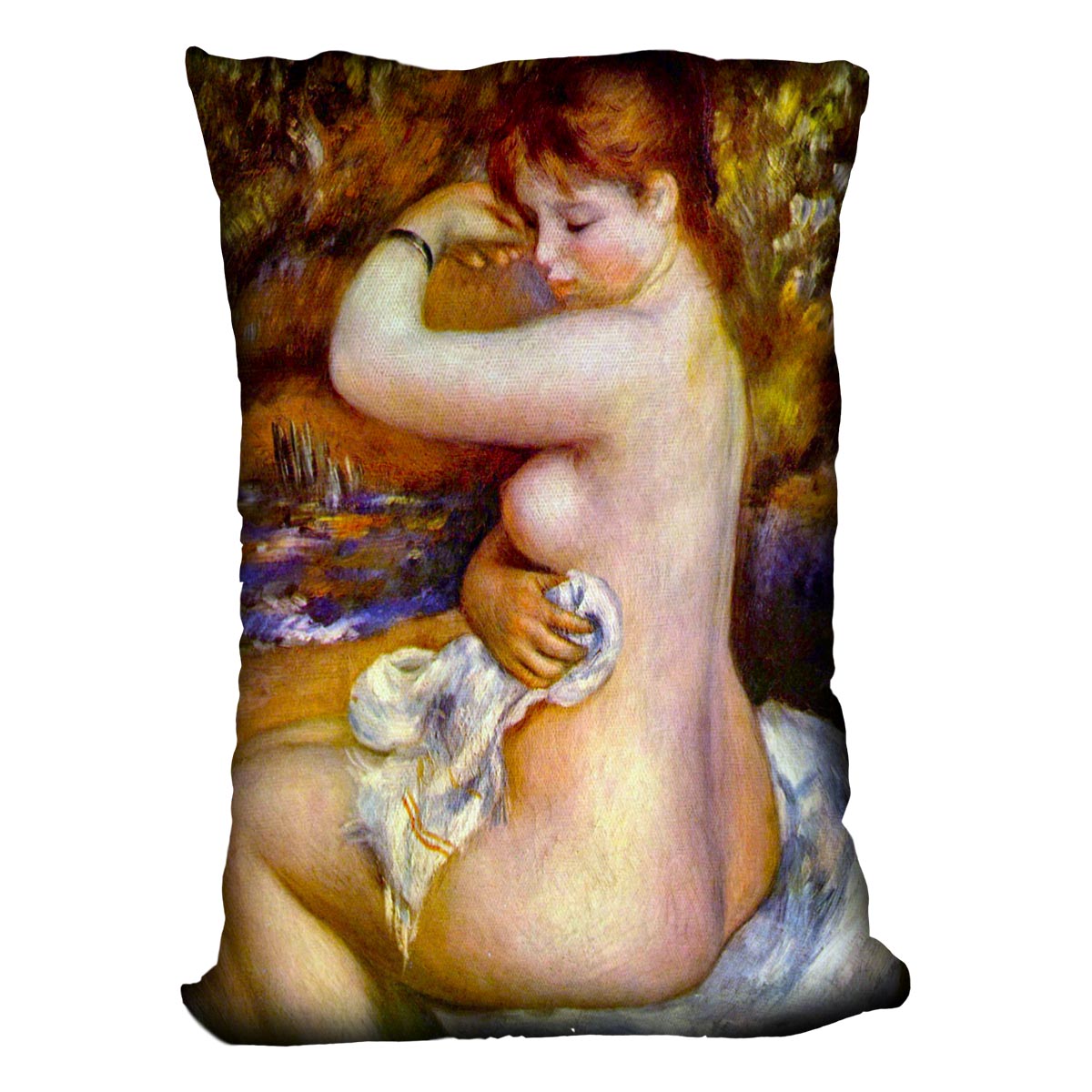 After the bath by Renoir Cushion