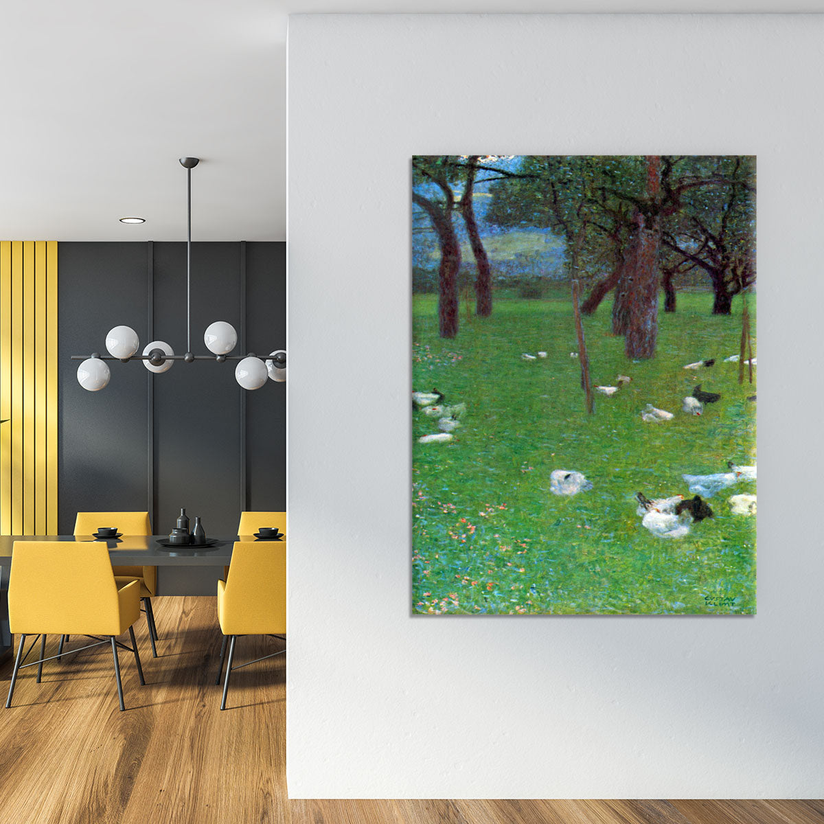 After the rain garden with chickens in St. Agatha by Klimt Canvas Print or Poster - Canvas Art Rocks - 4