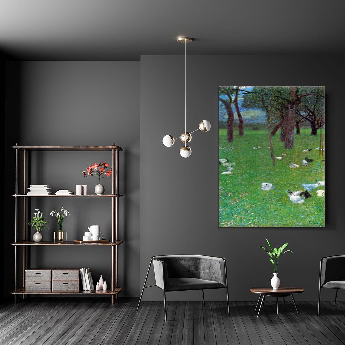 After the rain garden with chickens in St. Agatha by Klimt Canvas Print or Poster - Canvas Art Rocks - 5