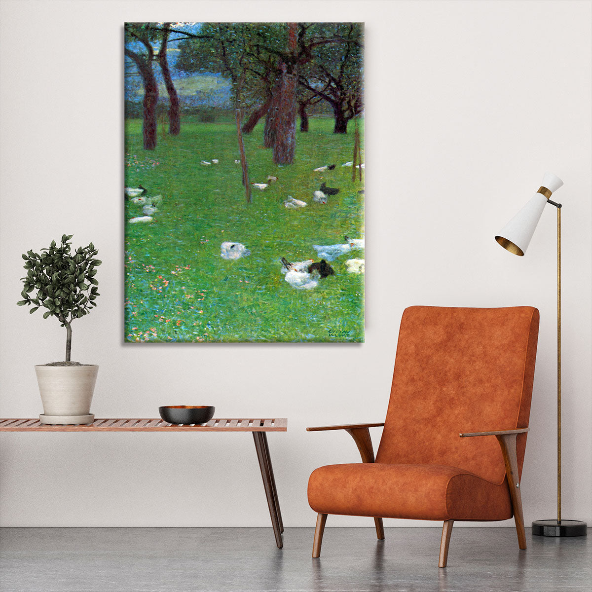 After the rain garden with chickens in St. Agatha by Klimt Canvas Print or Poster - Canvas Art Rocks - 6