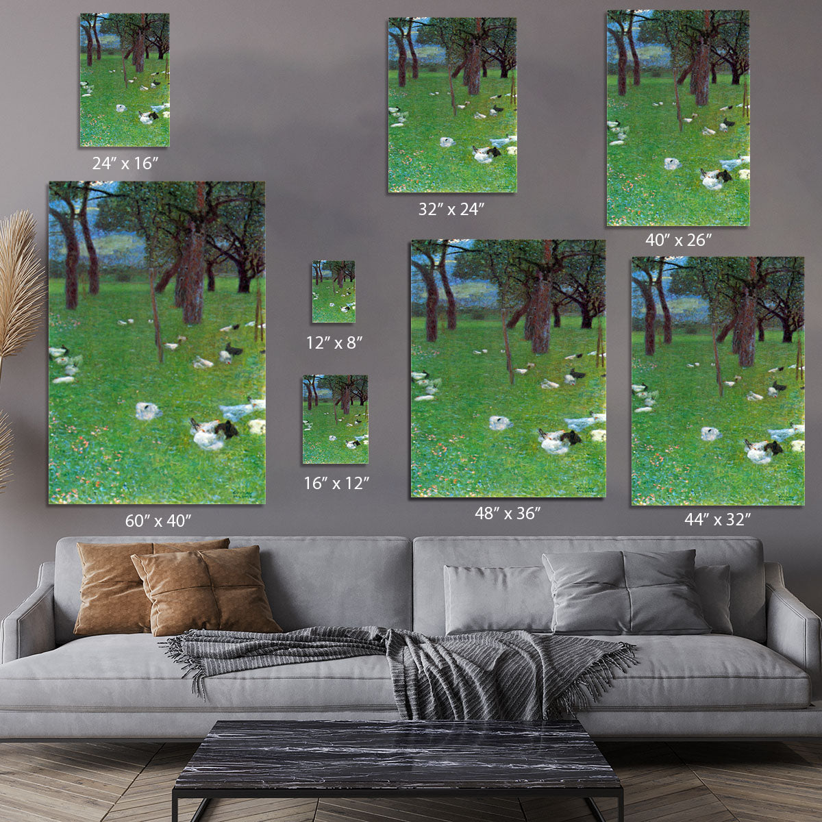 After the rain garden with chickens in St. Agatha by Klimt Canvas Print or Poster - Canvas Art Rocks - 7
