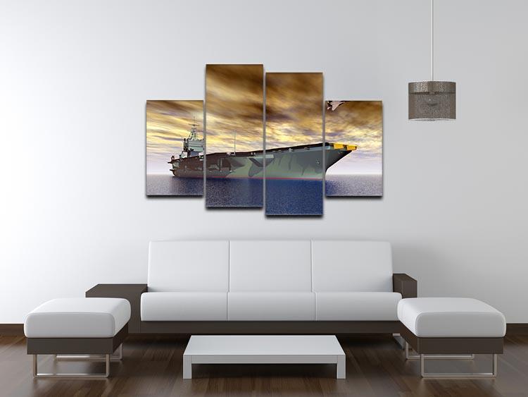 Aircraft Carrier and Fighter Plane 4 Split Panel Canvas  - Canvas Art Rocks - 3
