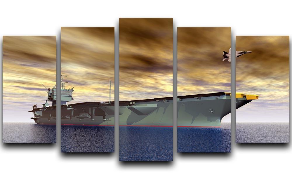 Aircraft Carrier and Fighter Plane 5 Split Panel Canvas  - Canvas Art Rocks - 1