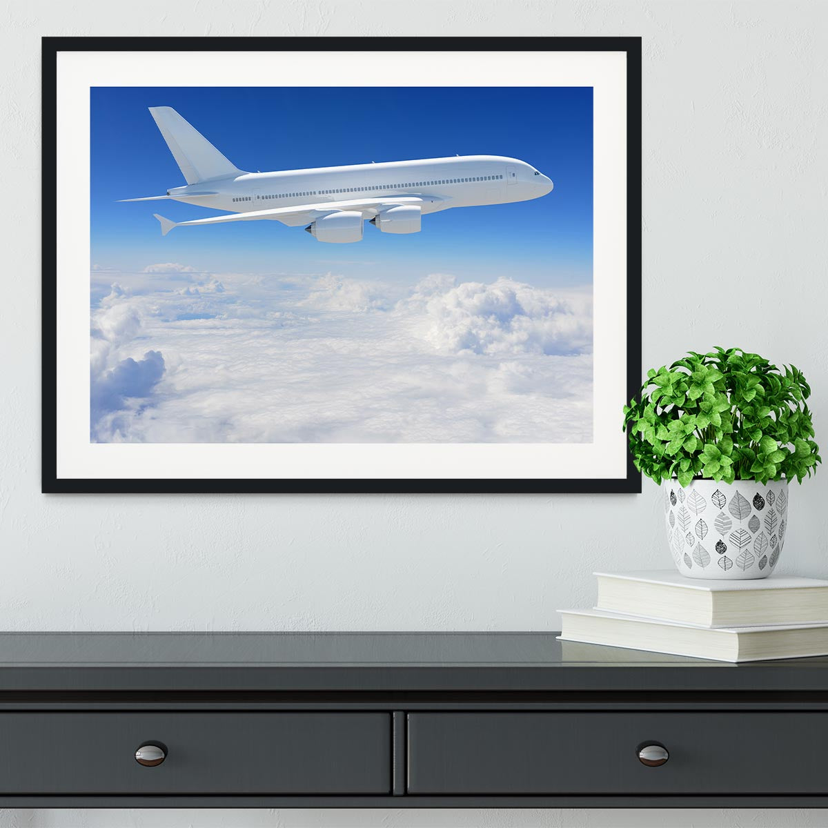 Airplane in the sky Framed Print - Canvas Art Rocks - 1