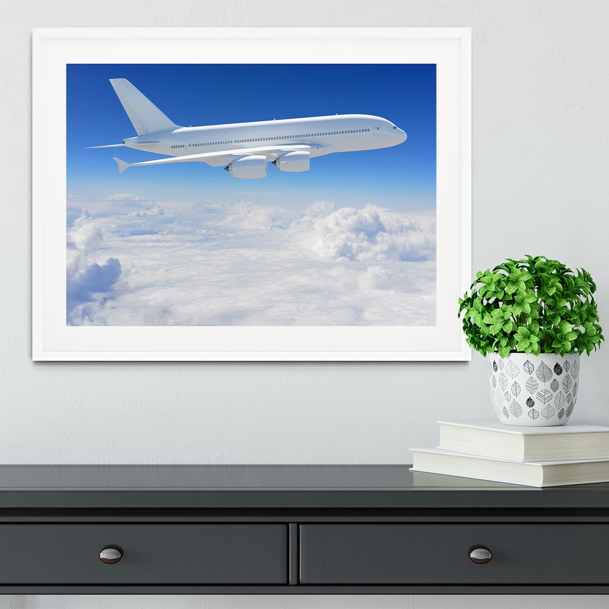 Airplane in the sky Framed Print - Canvas Art Rocks - 5