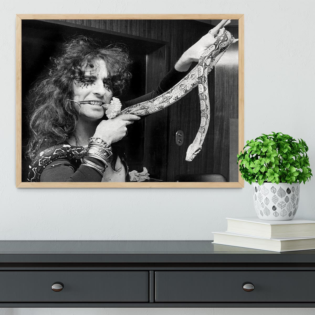 Alice Cooper with his snake Framed Print - Canvas Art Rocks - 4