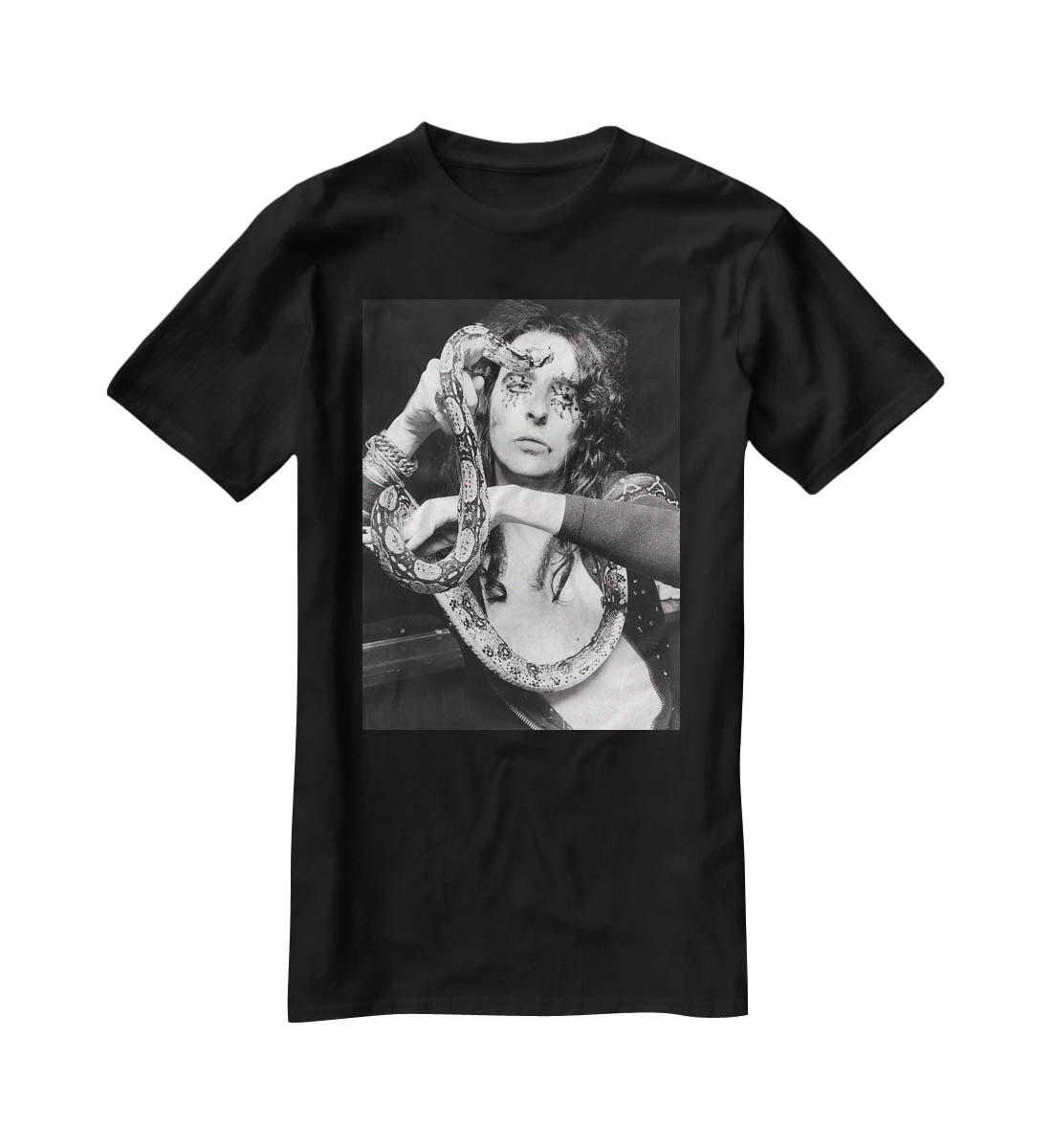 Alice Cooper with his snake Katrina T-Shirt - Canvas Art Rocks - 1