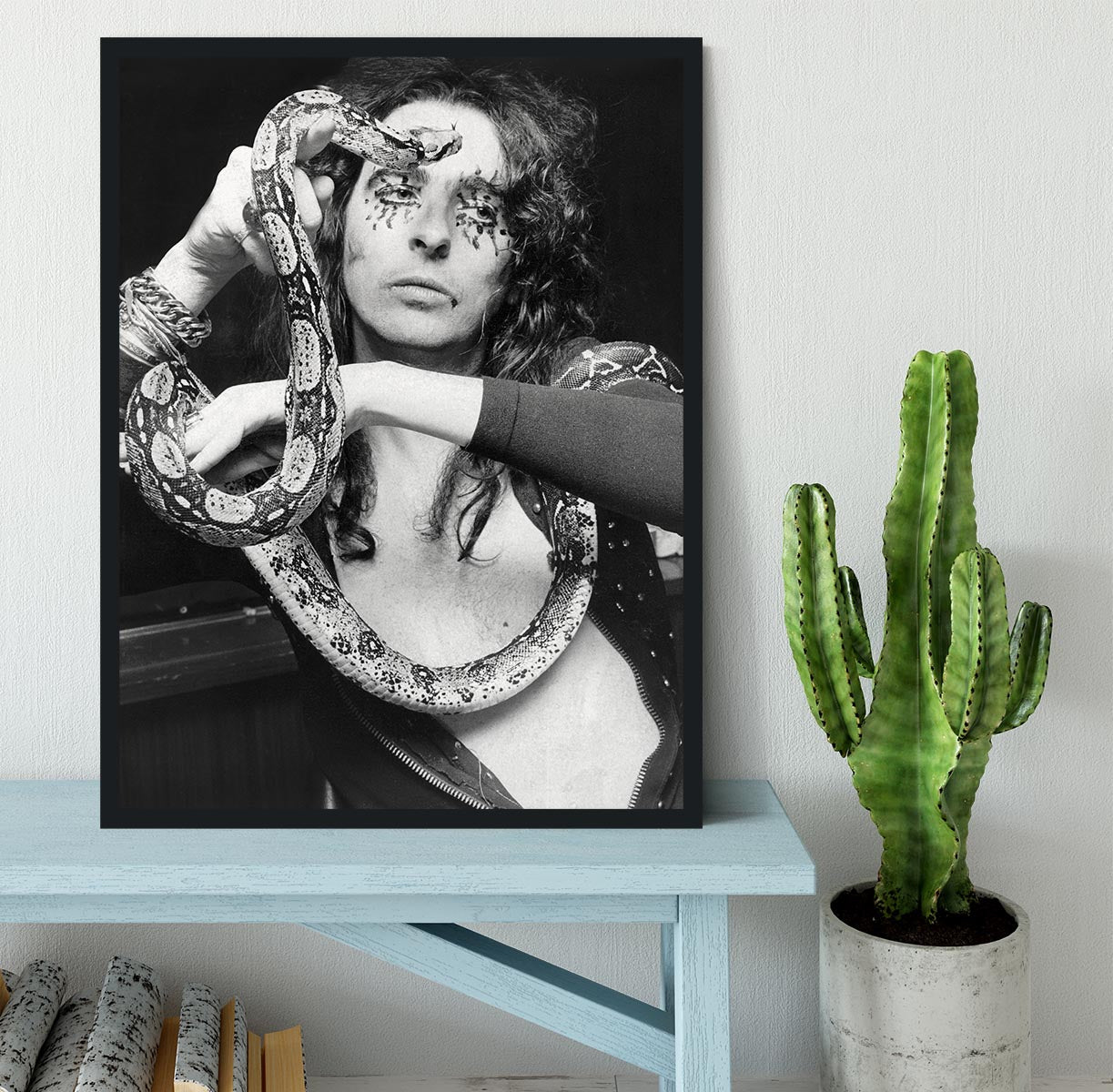 Alice Cooper with his snake Katrina Framed Print - Canvas Art Rocks - 2