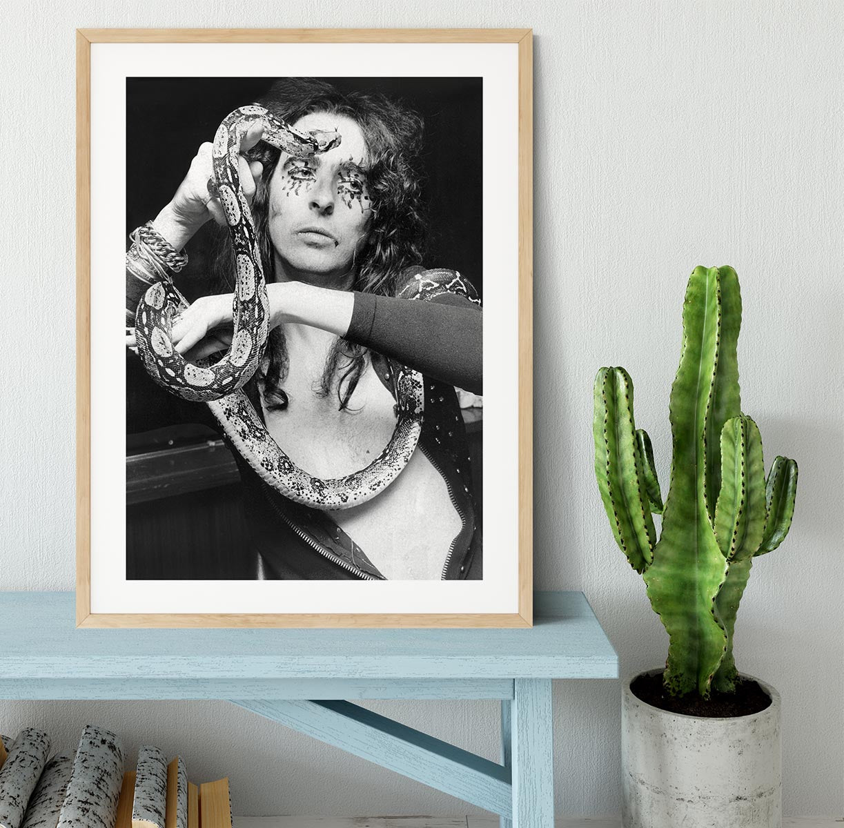 Alice Cooper with his snake Katrina Framed Print - Canvas Art Rocks - 3