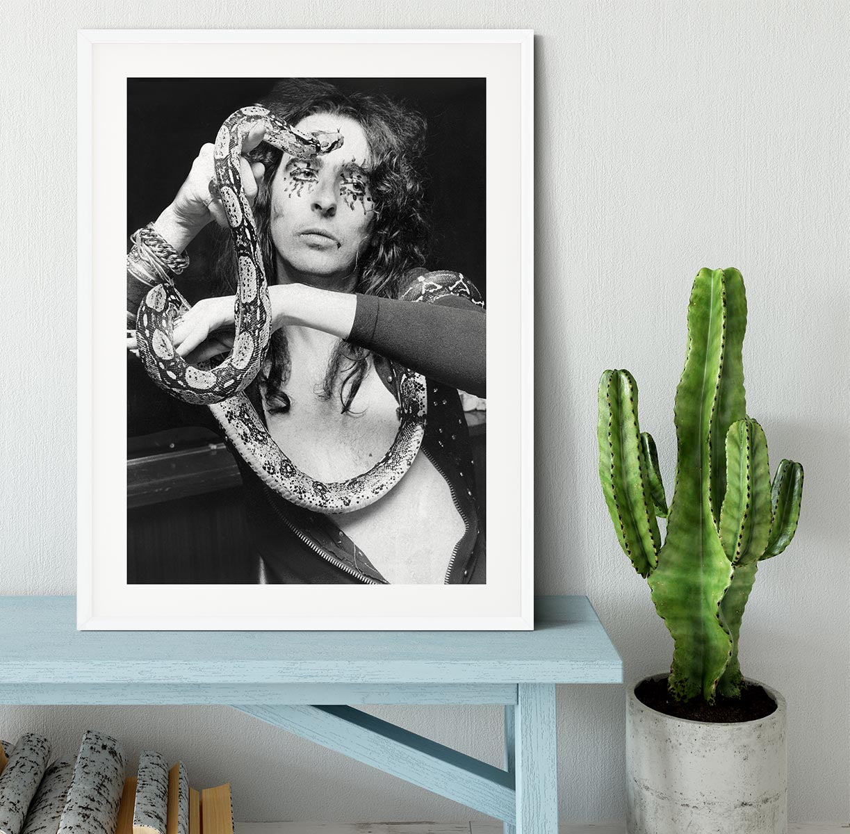 Alice Cooper with his snake Katrina Framed Print - Canvas Art Rocks - 5