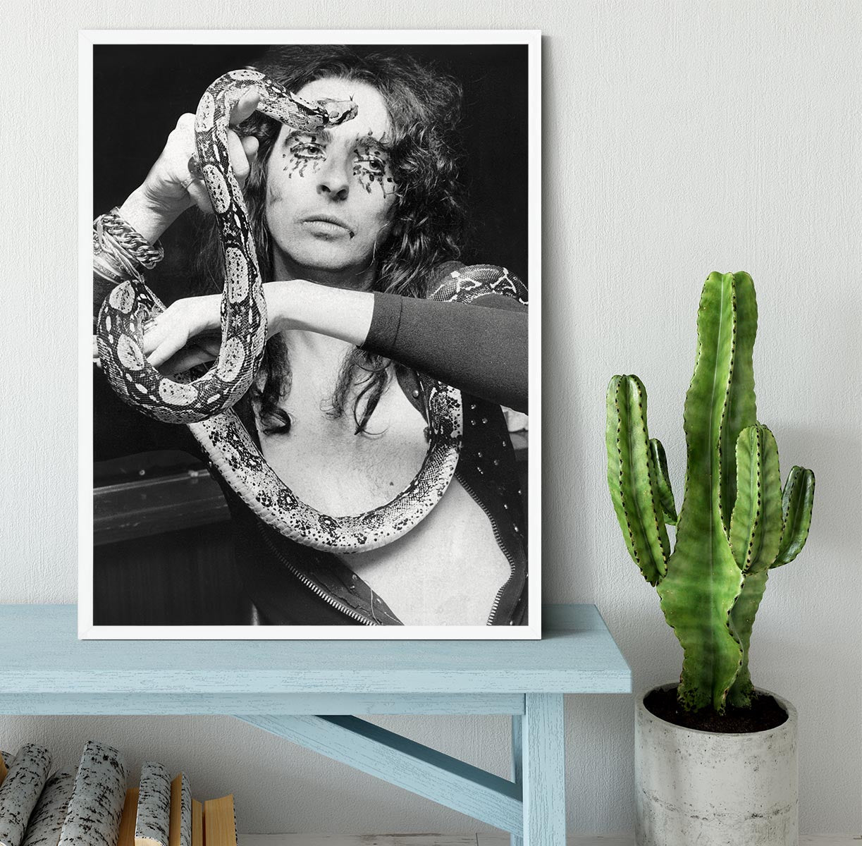 Alice Cooper with his snake Katrina Framed Print - Canvas Art Rocks -6