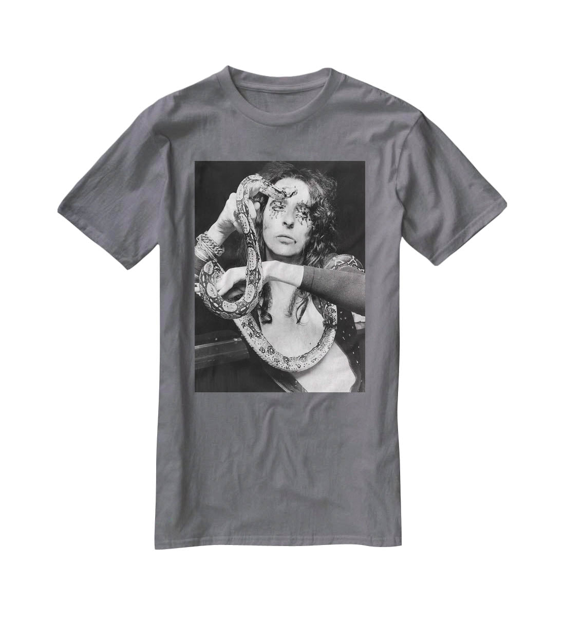 Alice Cooper with his snake Katrina T-Shirt - Canvas Art Rocks - 3