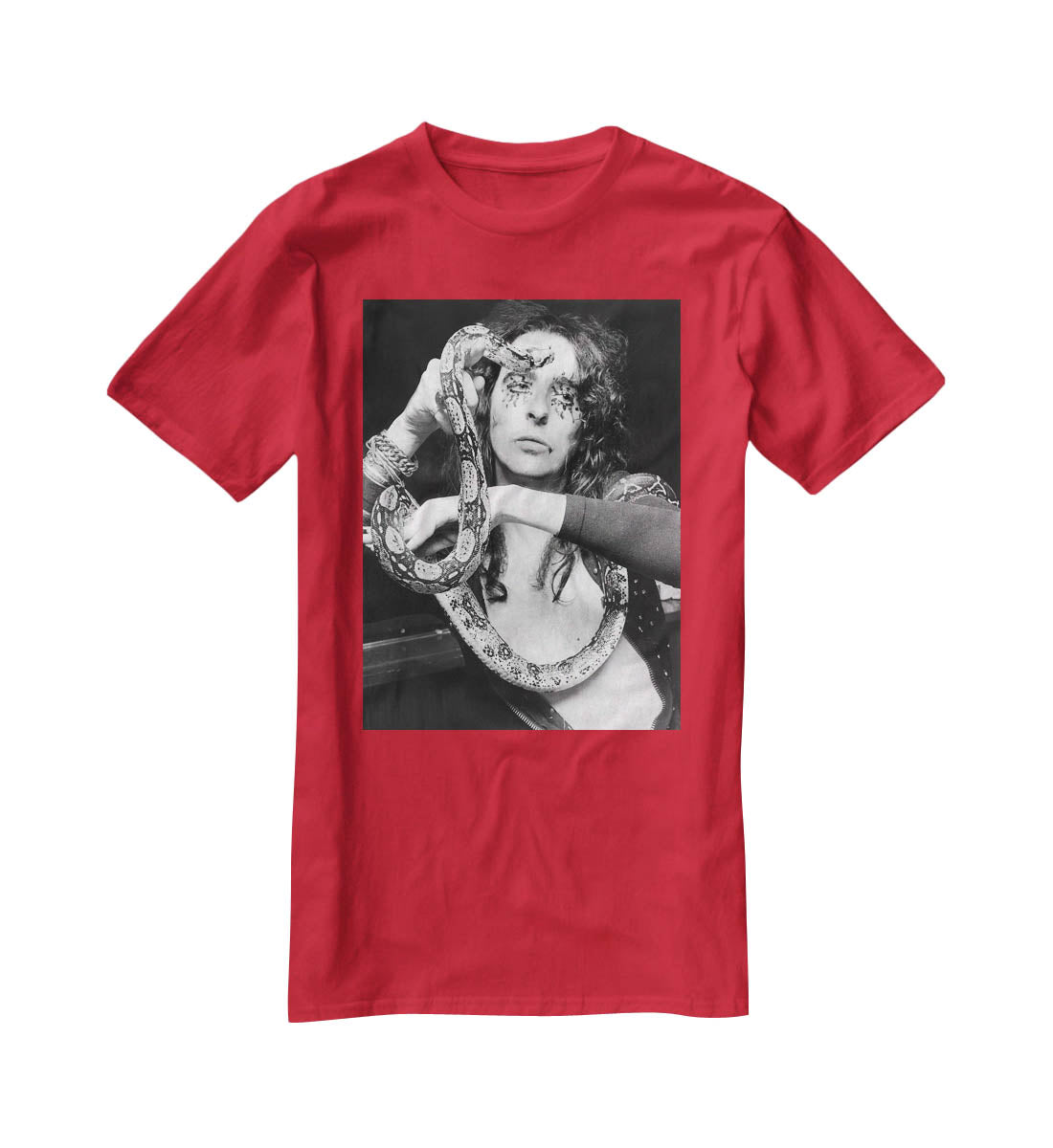 Alice Cooper with his snake Katrina T-Shirt - Canvas Art Rocks - 4